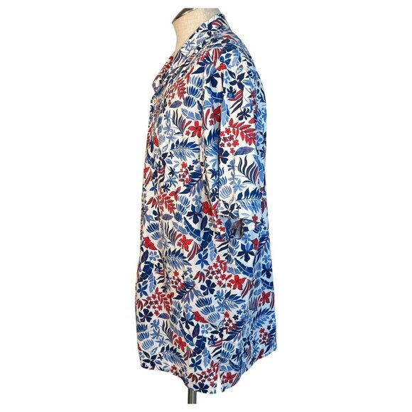 Tommy Bahama Shirt Mens XL 100% Silk Camp Hawaiian Floral Ref Blue White Button - Picture 8 of 9